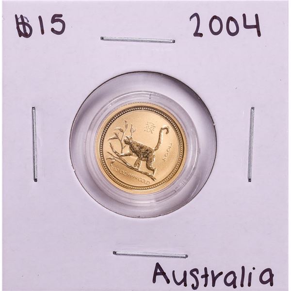 2004 Australia $15 Year Of The Monkey 1/10 oz Gold Coin