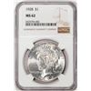 Image 1 : 1928 $1 Peace Silver Dollar Coin NGC MS62