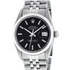 Image 2 : Rolex Mens Stainless Steel Black Index Datejust Wristwatch