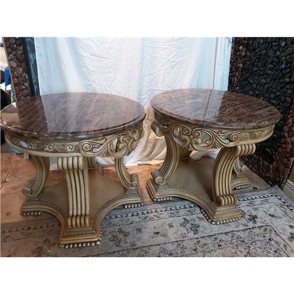 Elegant Crackle  La Francaise  Round End Tables