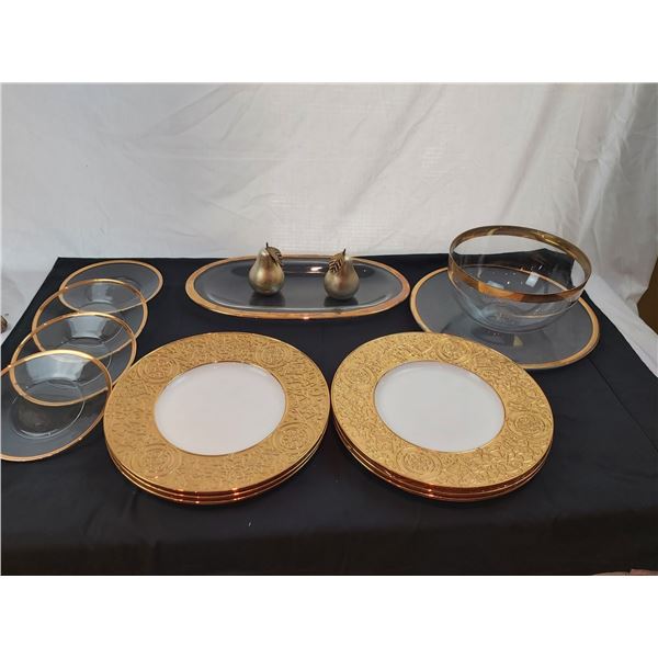 Gold Coloured Dishes and Table Pieces