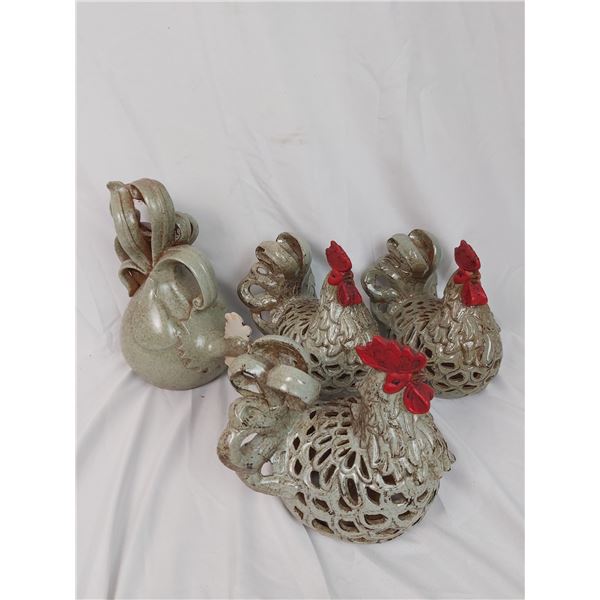 4 Decorative Roosters