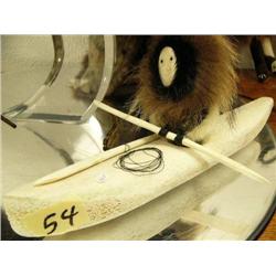Whale Bone and Ivory Kayaker by Marie Anariak