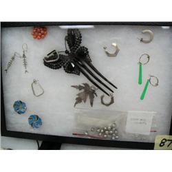 Lot of Estate Earrings, Set Hair Pins