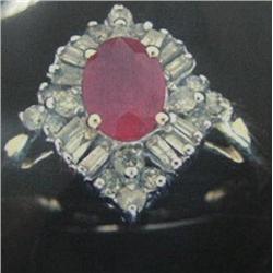 15 K Yellow Gold Ruby and Diamond Lady's Ring, Ruby Approx .75 carats. Diamonds Approx 0.50 carats  