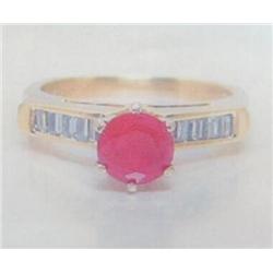 18 K Yellow Gold Ruby Lady's Ring accented with Diamonds, Ruby: approximately .50 carats, Diamonds a