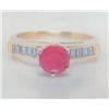 Image 1 : 18 K Yellow Gold Ruby Lady's Ring accented with Diamonds, Ruby: approximately .50 carats, Diamonds a