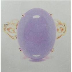 14 K Yellow Gold Lady's Ring Oval Cabochon Lilac Jade  Replacement Cost: $1,053