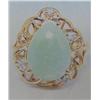 Image 1 : 14 K Yellow Gold Jade Lady's Ring accented with Diamonds.  Jade is 13.00mm x 9.50mm.  Diamonds Appro
