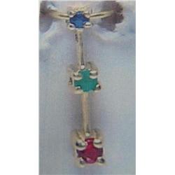 10 K Yellow Gold Sapphire, Emerald and Ruby Pendant, Approx. 0.25 carats.  Replacement Cost:  $175