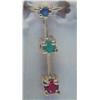 Image 1 : 10 K Yellow Gold Sapphire, Emerald and Ruby Pendant, Approx. 0.25 carats.  Replacement Cost:  $175