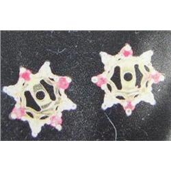 14 K Yellow Gold Ruby and Diamond Earring Jackets,  Rubies Approx. 0.25 carats / Diamonds: Approx. 0