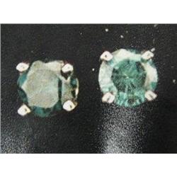 14 K White Gold Diamond Stud Earrings.  Approx. .25 carats Teal Diamonds. Round Brilliant Cut  Repla