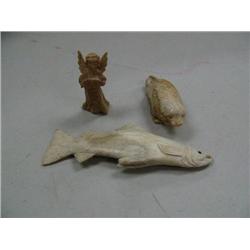 Imported Carved Bone Angel, Seal & Salmon  6.5"