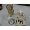 Image 1 : Lot of 2 carvings - Bone Carved Eskimo 2" / Mammoth Ivory Dog 1.5"
