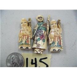Lot of 3 Fossilized Bone Netsuke's
