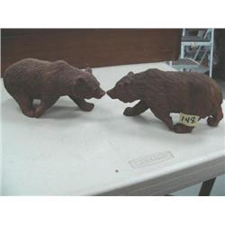 Lot of 2 Imported Carved Wood Bear  9"    (1)