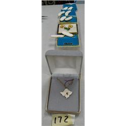 Lot of: 6 Earrings/ Silver Cross Necklace / Ivory Necklace