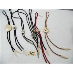 Lot of: Bolo Ties Alaska Purchase, Ivory/Bone/Fossilized Ivory 7"