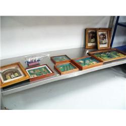 Lot of: 9 Framed Decorative ships