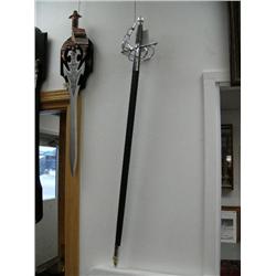 Sword - Engraved Blade (Wood Stand)  46"