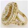 Image 2 : Large Vintage 14K Yellow Gold 2.20 ctw Diamond Hand Engraved Flower Cocktail Rin