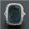 Image 2 : Antique 14k Gold Athena Warrior Intaglio Agate Seed Pearl & Enamel Filigree Ring