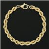 Image 3 : Fine Solid 18k Yellow Gold 8" 6.4mm Thick Puffed Rope Link Unisex Chain Bracelet