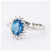 Image 2 : 1.07 ctw Aquamarine and 0.30 ctw Diamond Platinum Ring