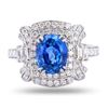 Image 1 : 2.61 ctw UNHEATED Blue Sapphire and 0.90 ctw Diamond Platinum Ring