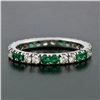 Image 2 : 14K White Gold 1.40 ctw Round Shared Prong Diamond & Emerald Eternity Band Ring