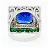Image 6 : Estate Platinum 12.53 ctw GIA Tanzanite Emerald & Diamond Cocktail Statement Rin