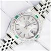 Image 2 : Rolex Stainless Steel Quickset Silver Index Diamond And Emerald Date Watch 26MM