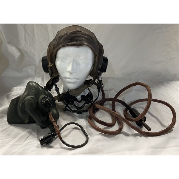 RAF Leather Flying Helmet with Oxygen Mask