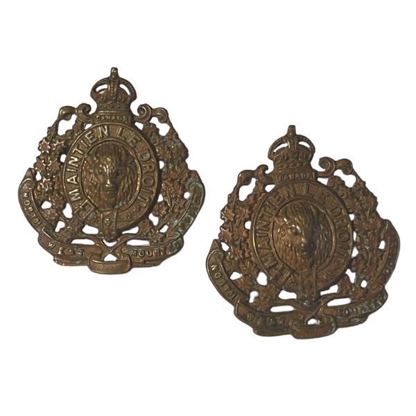 NWMP North West Mounted Police Collar Badge Pair