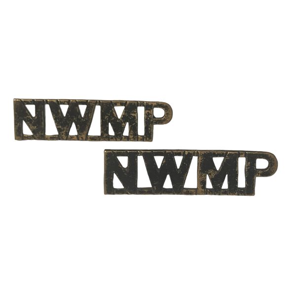 NWMP North West Mounted Police Shoulder Title Badge Pair