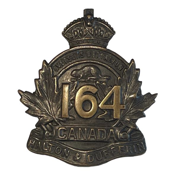 WW1 164th Battalion, Halton & Dufferin Cap Badge 
