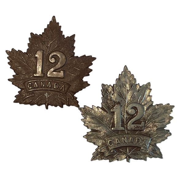 WW1 12th Battalion Cap Badge Lot of 2