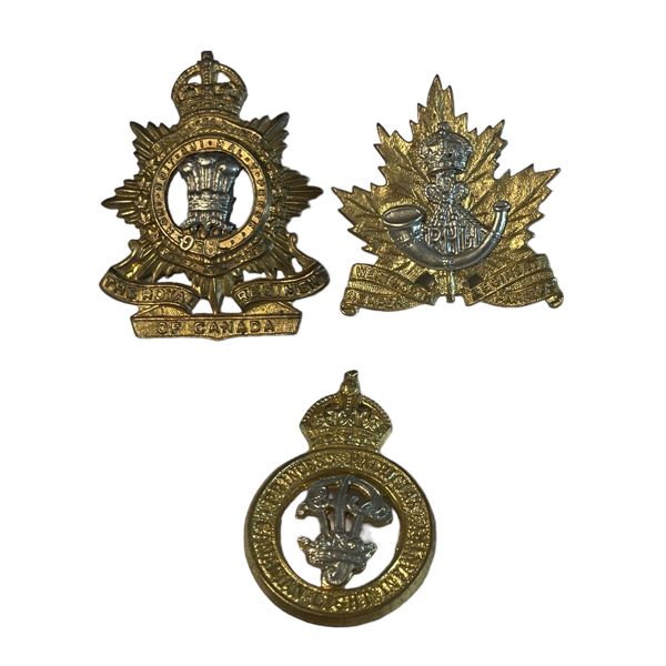 Lot of 3 Canadian Army Cap Badges