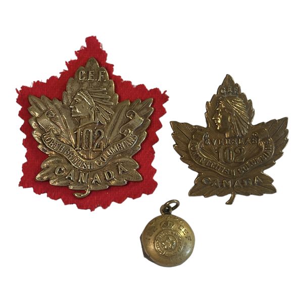 WW1 CEF 102nd Battalion Badge Lot of 3