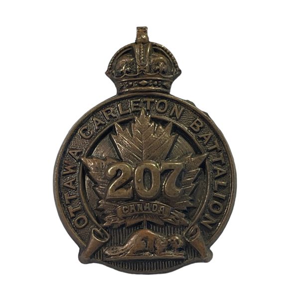 WW1 CEF 207th Battalion, Ottawa & Carleton, Collar Badge 