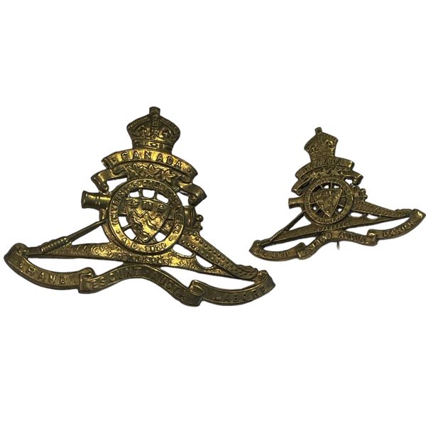 WW1 CEF Mc Gill University Overseas Siege Artillery Draft Cap & Sweetheart Badge Lot