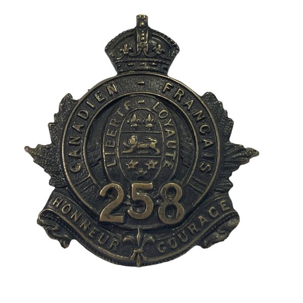 WW1 CEF 258th Battalion, Quebec Cap Badge