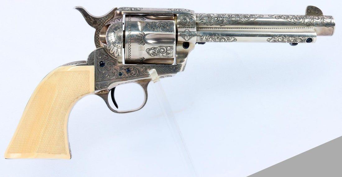 ENGRAVED SILVER COLT SINGLE ACTION ARMY REVOLVER