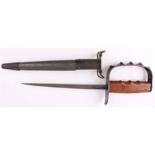 US WWI AEF 1917 TRENCH KNIFE & SCABBARD