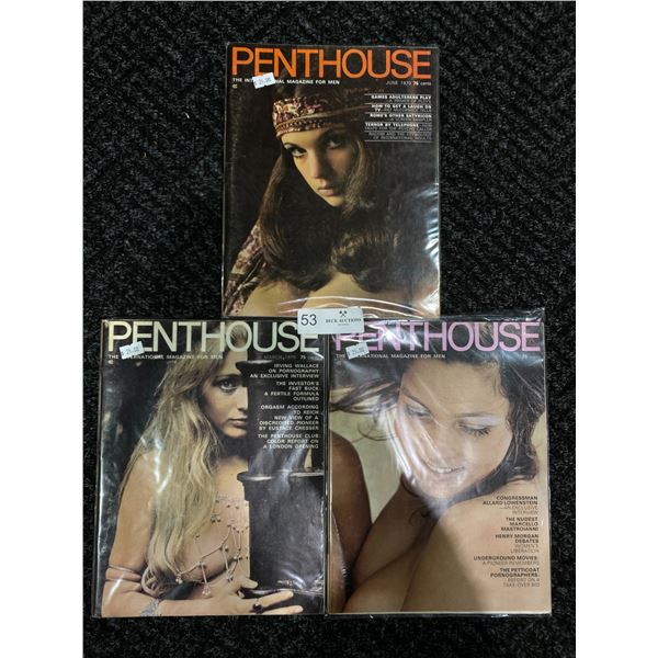 Set Of 3 Penthouse Magazines (1970) Like New