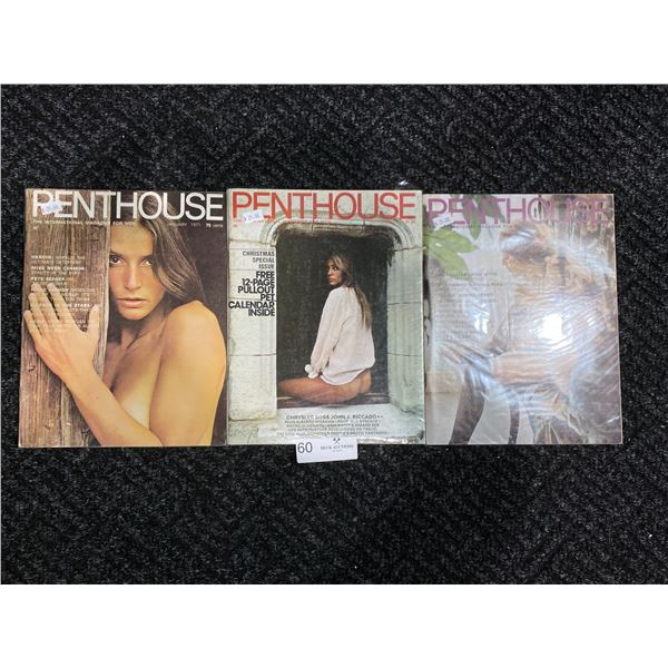 Set Of 3 Penthouse Magazines (1971) Like New