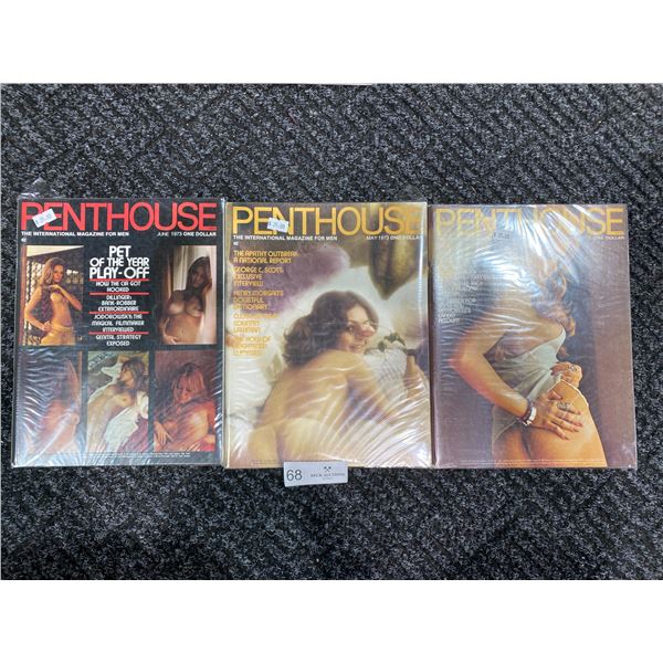 Set Of 3 Penthouse Magazines (1973) Like New