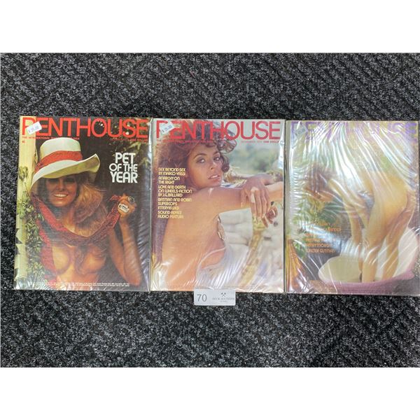 Set Of 3 Penthouse Magazines (1973) Like New