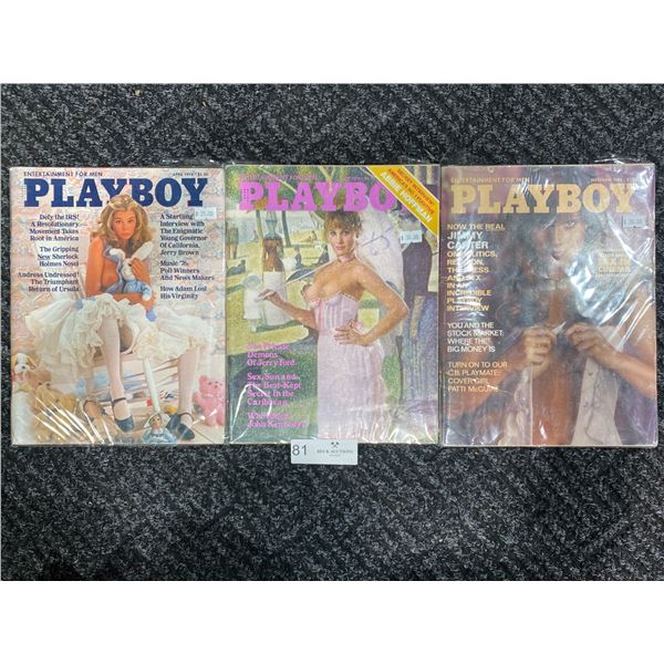 Set Of 3 Playboy Magazines (1976) Like New